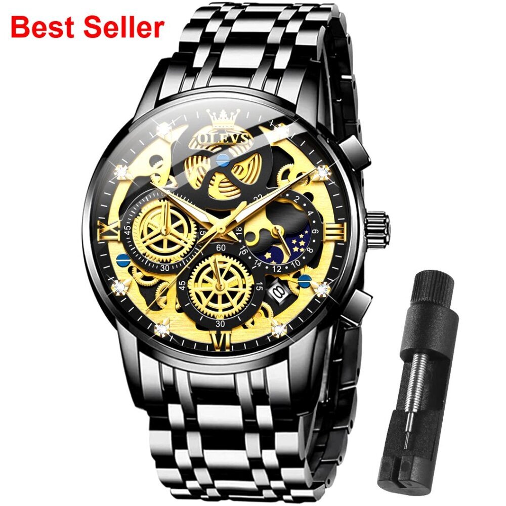 Stainless Steel Chronograph Watch With Date And Luminous Dial